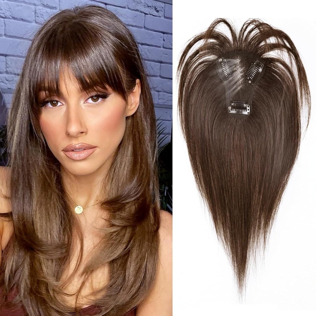 Hair Toppers for Women Real Human Hair Bangs Hair Clip French Fake Clip in Bangs Hair Pieces