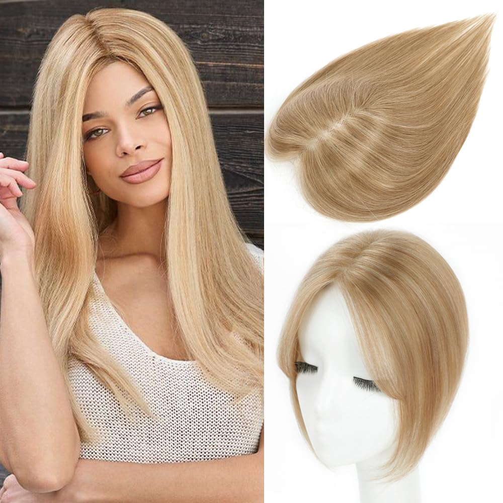 Human Hair Toppers for Women Real Human Hair Toppers Hair Pieces for Women 10 Inch Upgrade Swiss Base Hair Toppers for Women with Thinning Hair-Natural Black